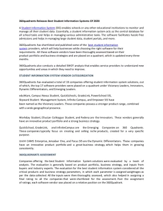 360quadrants releases best student information