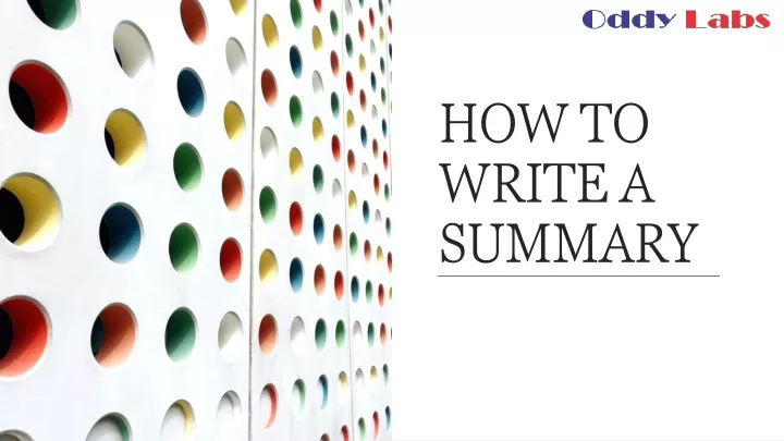 how to write a summary