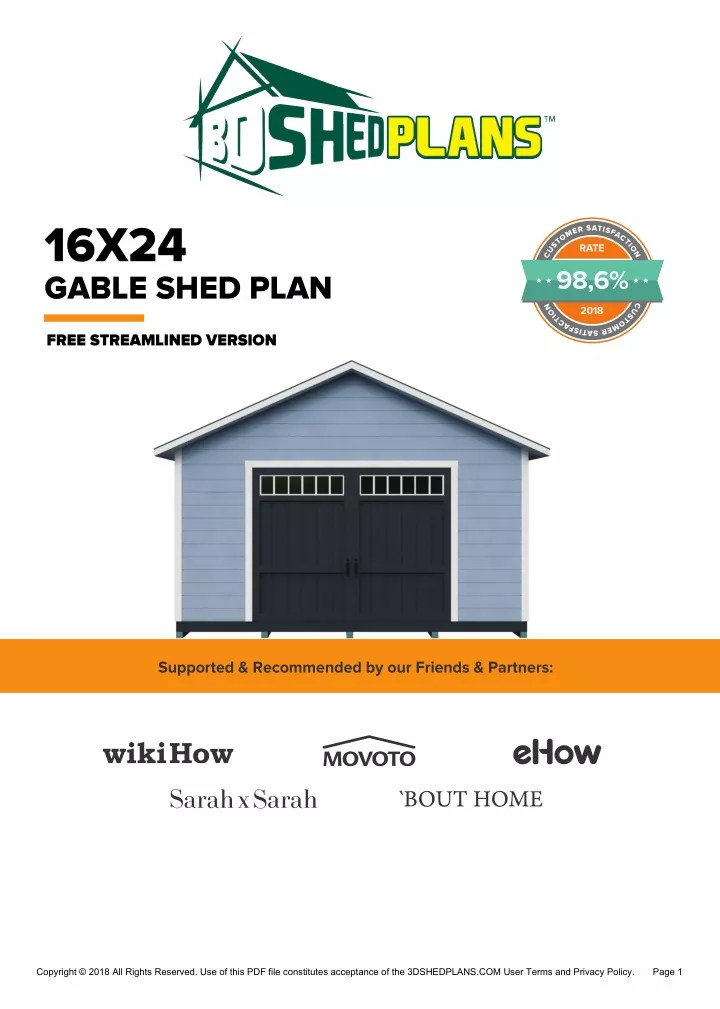 16 x 24 gable shed plan