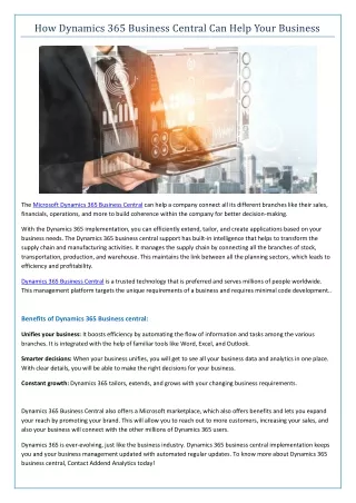 how dynamics 365 business central can help your