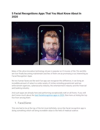 5 facial recognitions apps that you must know