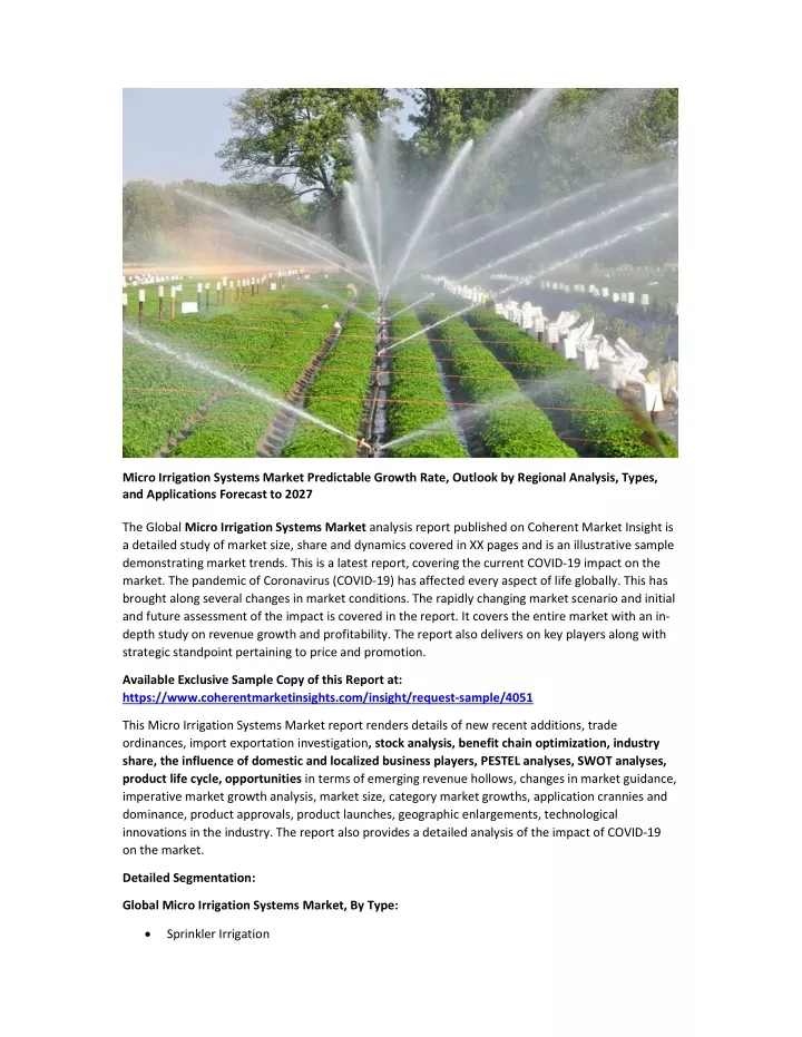micro irrigation systems market predictable