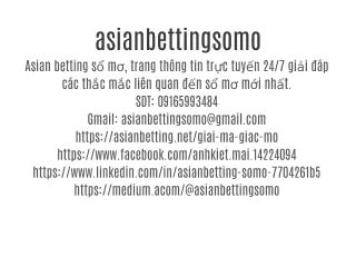 Asian betting sổ mơ