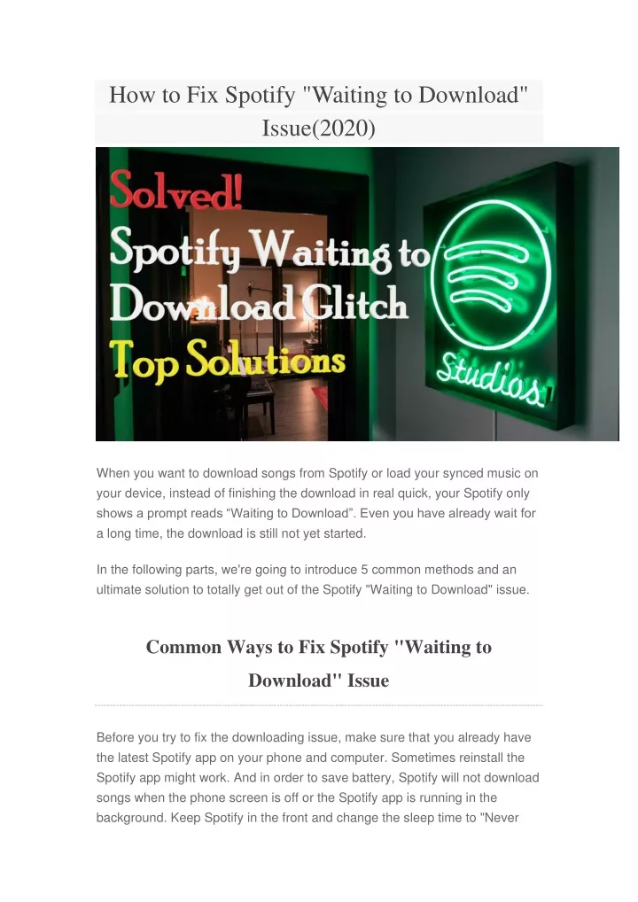 how to fix spotify waiting to download issue 2020