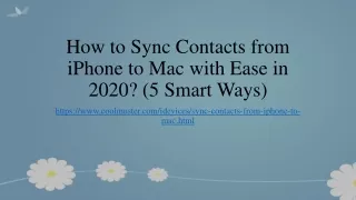 How to Sync Contacts from iPhone to Mac with Ease in 2020? (5 Smart Ways)