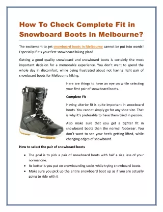 How To Check Complete Fit in Snowboard Boots in Melbourne?
