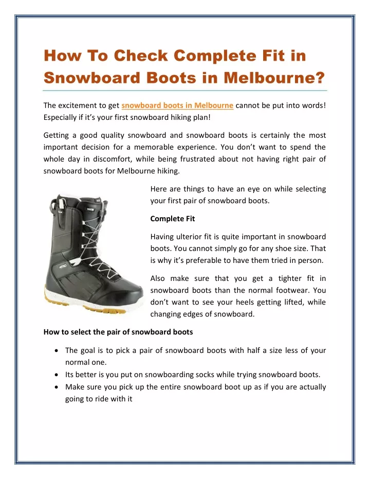 how to check complete fit in snowboard boots