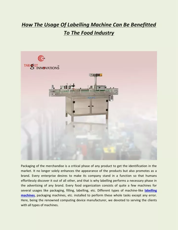 how the usage of labelling machine