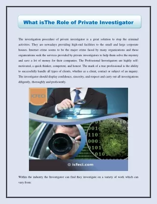 what isthe role of private investigator