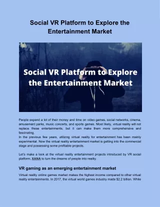 Social VR Platform to Explore the Entertainment Market