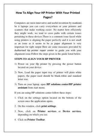 how to align your hp printer with your printed