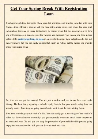get your spring break with registration loan