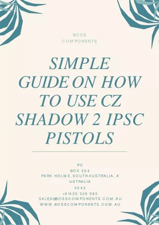 Simple guide on how to use CZ Shadow 2 IPSC pistols