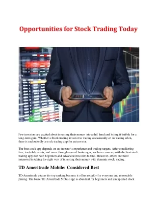 Opportunities for Stock Trading Today