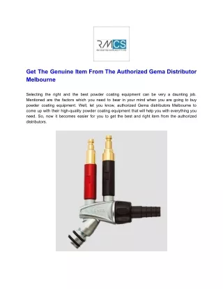 Get The Genuine Item From The Authorized Gema Distributor Melbourne