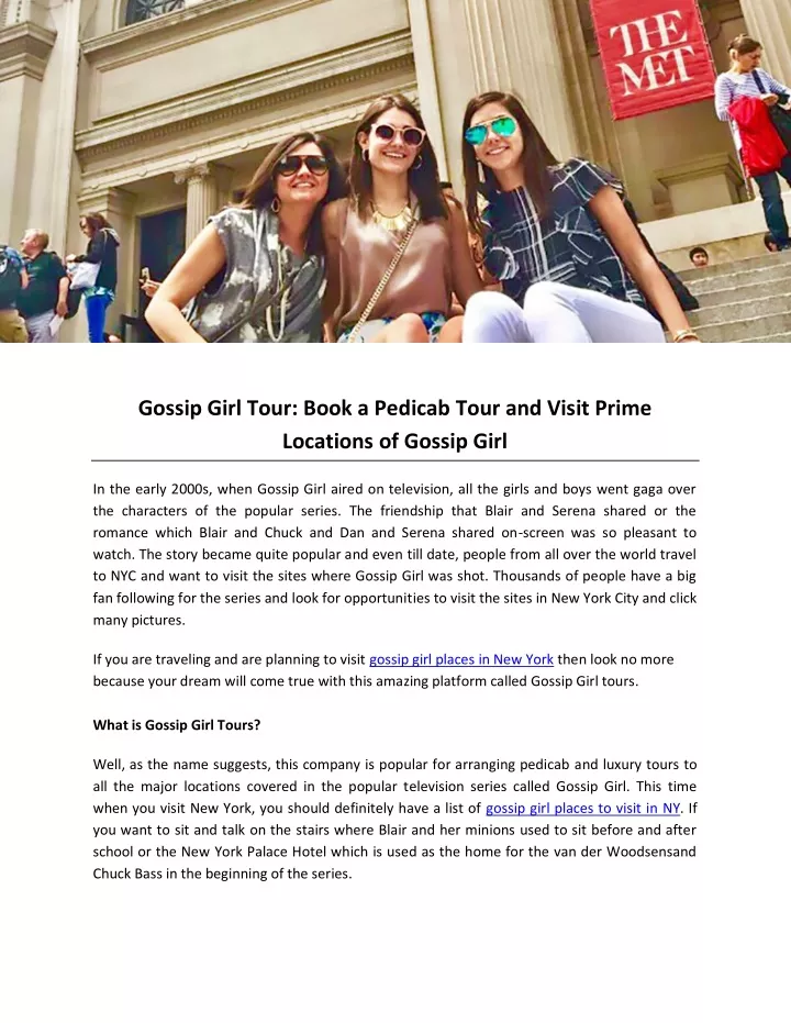 gossip girl tour book a pedicab tour and visit