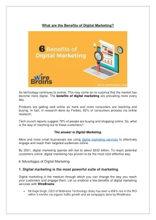 What are the Benefits of Digital Marketing?