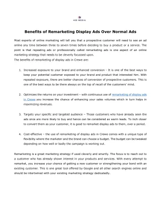 Benefits of Remarketing Display Ads Over Normal Ads