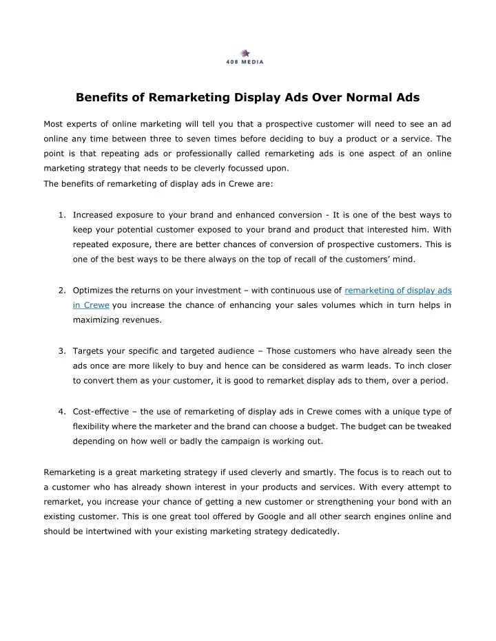 benefits of remarketing display ads over normal