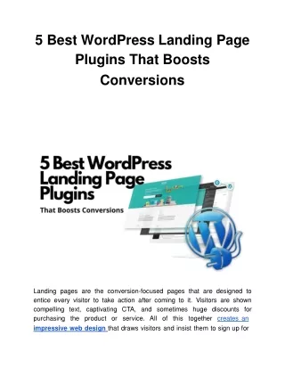 5 best wordpress landing page plugins that boosts conversions