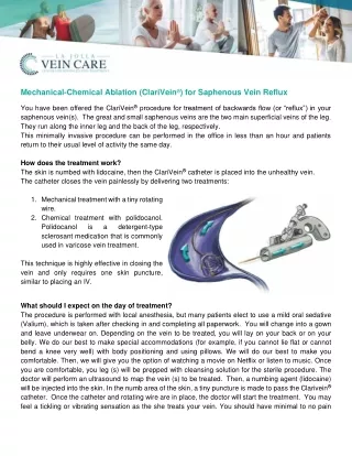 Mechanical-Chemical Ablation (ClariVein®) for Saphenous Vein Reflux