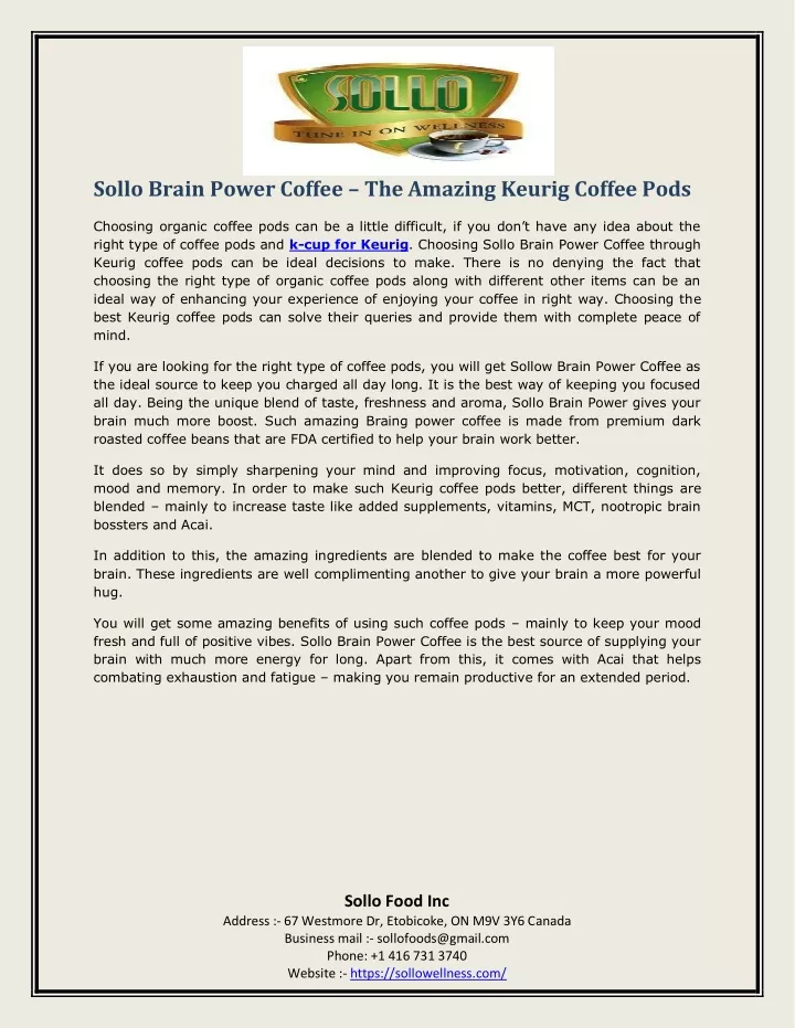 sollo brain power coffee the amazing keurig