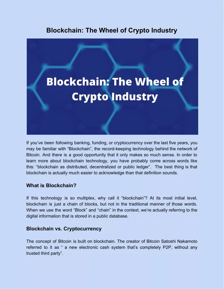 blockchain the wheel of crypto industry