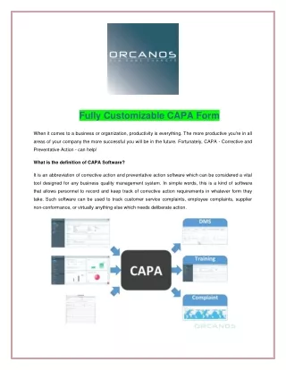 Fully Customizable CAPA Form