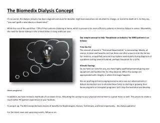 The Biomedix Dialysis Concept