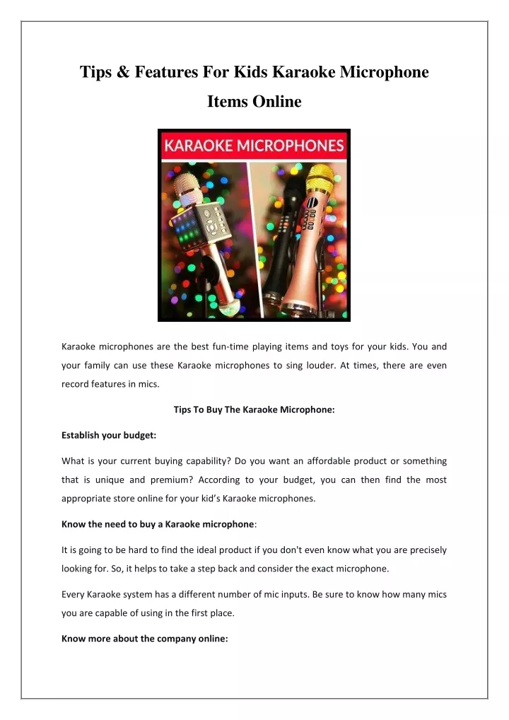 tips features for kids karaoke microphone