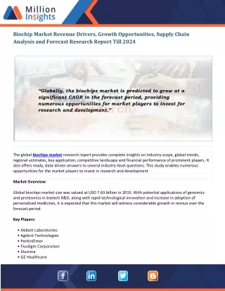 biochip market revenue drivers growth