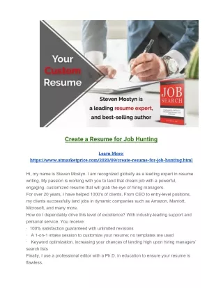 Create a Resume for Job Hunting