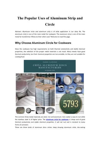 the popular uses ofaluminum strip and