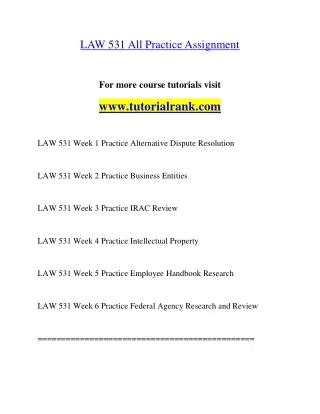 LAW 531 Experience Tradition- tutorialrank.com