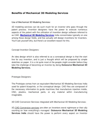 benefits of mechanical 3d modeling services