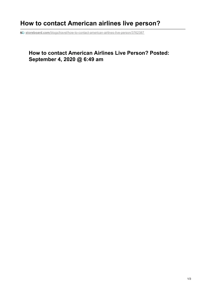 how to contact american airlines live person