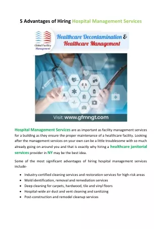 5 Advantages of Hiring Hospital Management Services