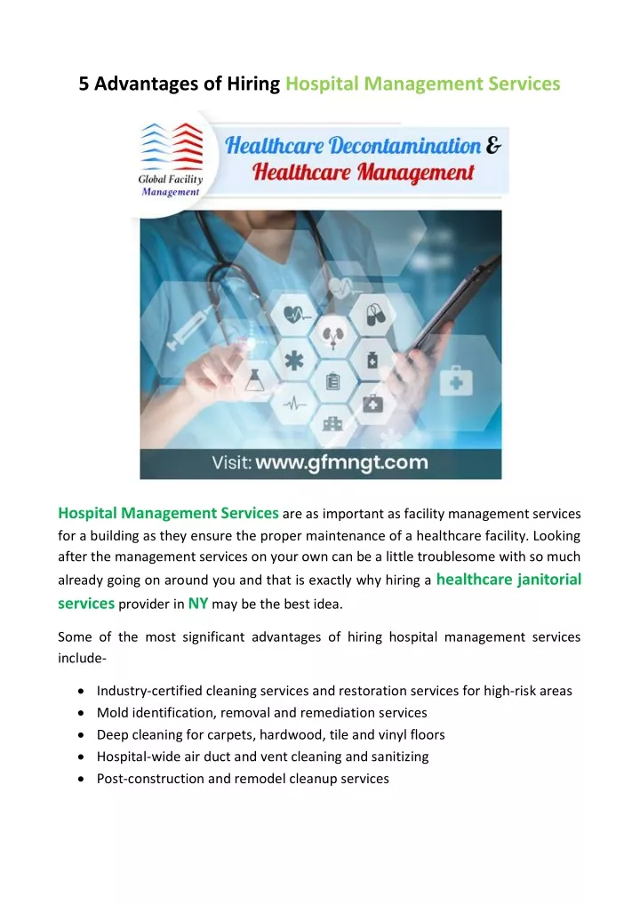 5 advantages of hiring hospital management