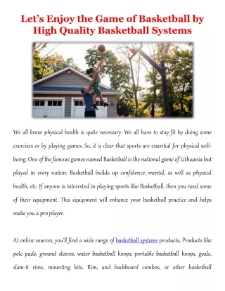 let s enjoy the game of basketball by high