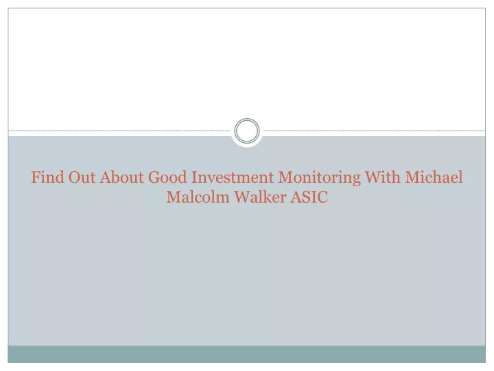 find out about good investment monitoring with