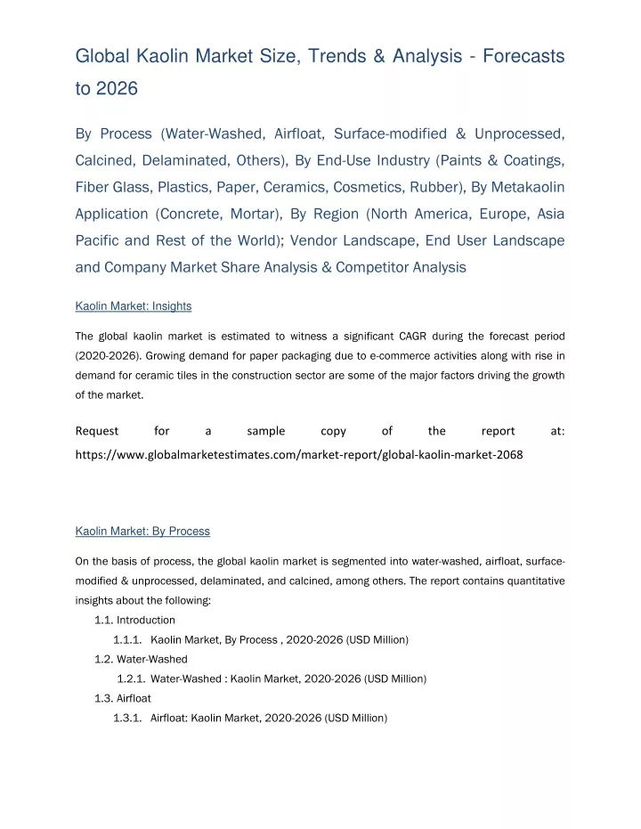 global kaolin market size trends analysis