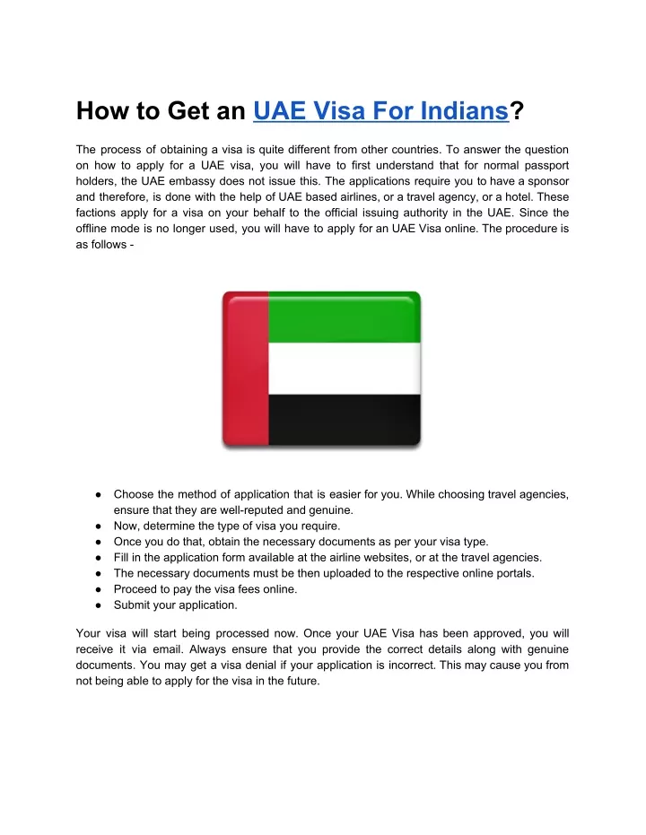 how to get an uae visa for indians