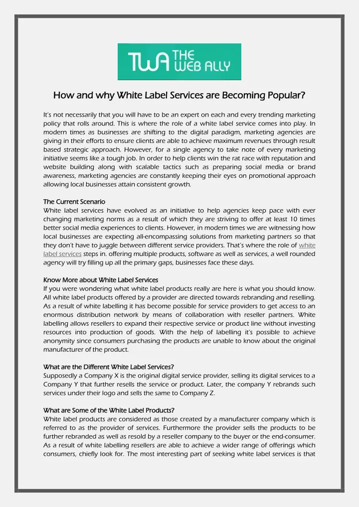 how and why white label services are becoming