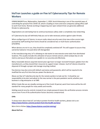 hiotron launches a guide on five