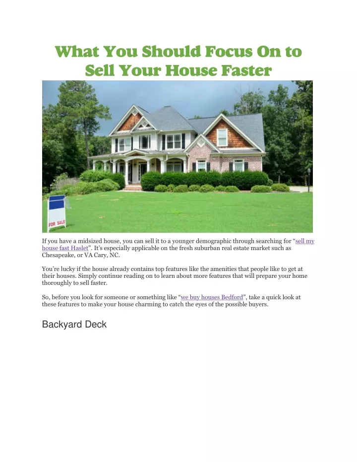 what you should focus on to sell your house faster