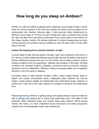 How long do you sleep on Ambien?