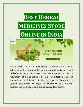 Online Herbal Products Store in India - Ikvans Herbal