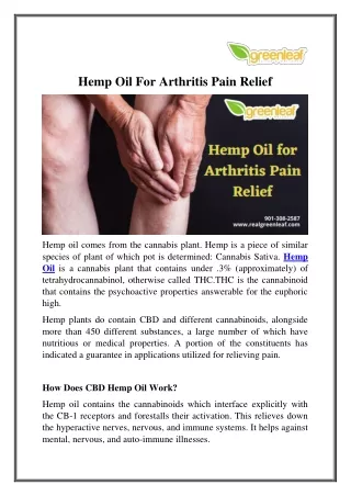 Hemp Oil For Arthritis Pain Relief Hemp