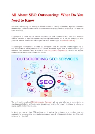 All about SEO Outsourcing: what do you need to know
