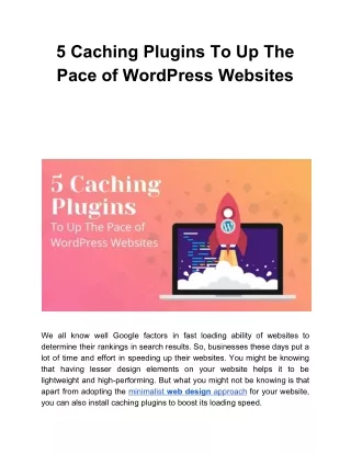 5 caching plugins to up the pace of wordpress
